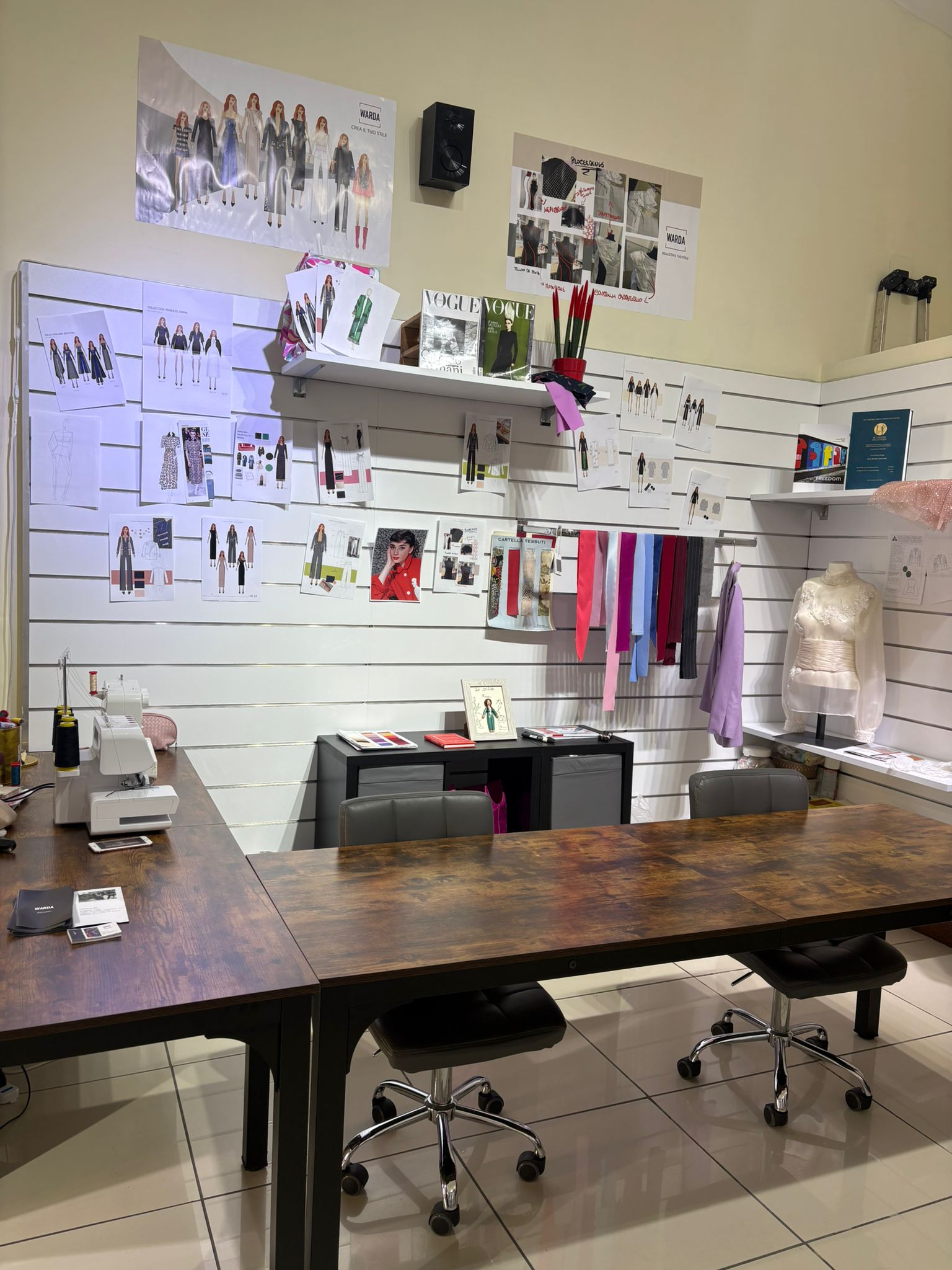 L'atelier UARDA — moodboard, schizzi e cartella tessuti